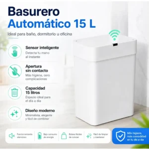 Basurero inteligente con sensor automático 15l Blanco